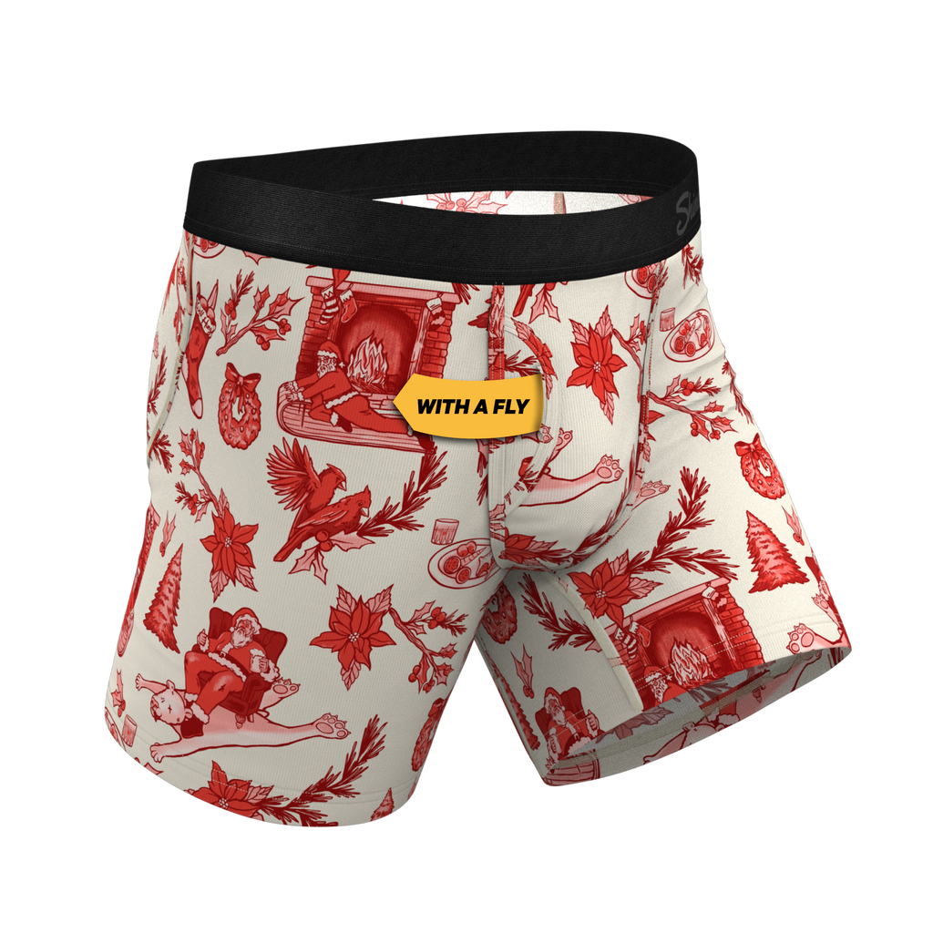 The Santa Slays | Christmas Toile Ball Hammock® Pouch Underwear With Fly - Shinesty