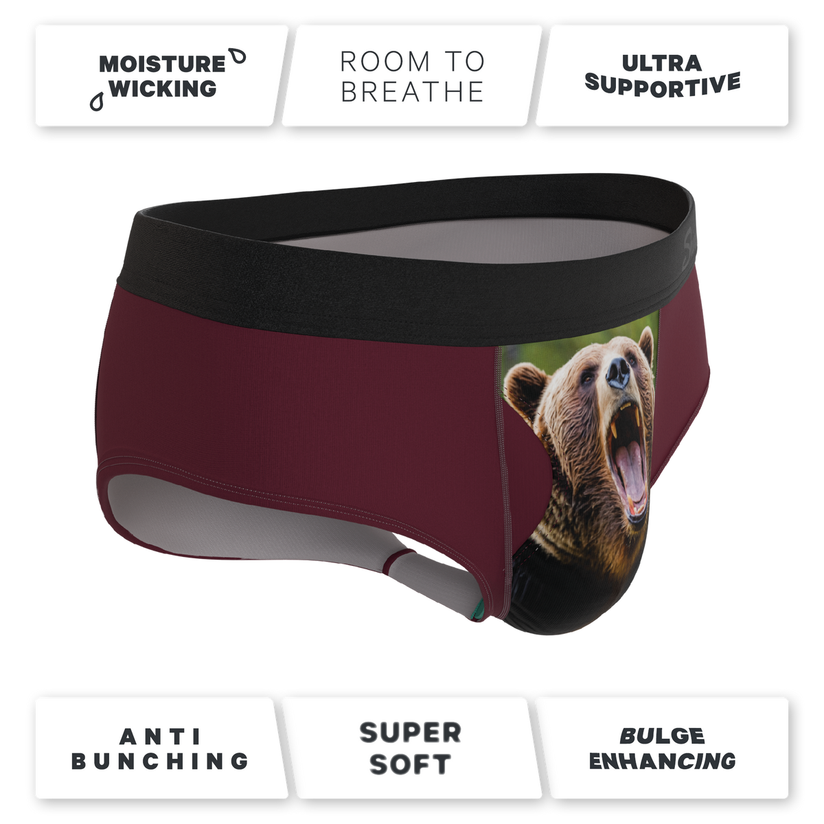 The Scare Bear | Grizzly Bear Ball Hammock® Pouch Underwear Briefs - Shinesty