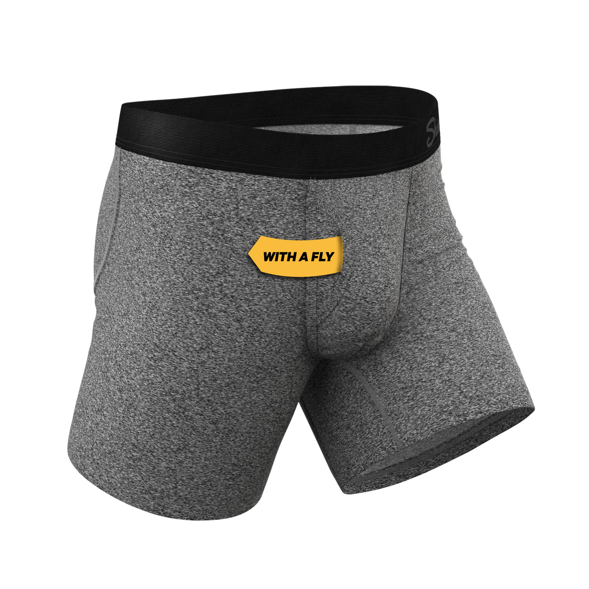 The Seattle Skyline | Black Marble Heather Ball Hammock® Pouch Underwear With Fly - Shinesty