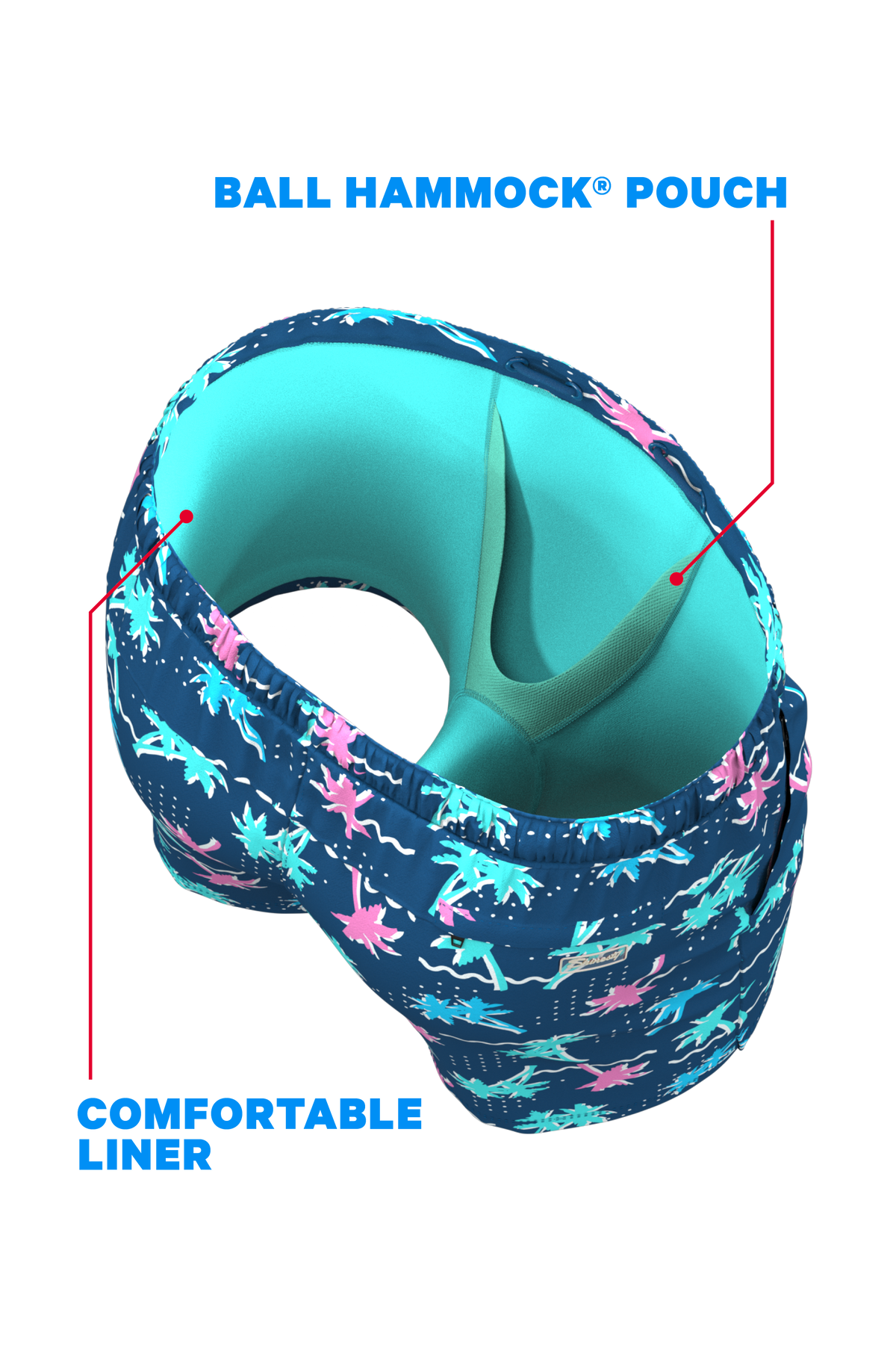 The Shorebreak | Navy Tropical Ball Hammock® Pouch 5" Swim Trunks - Shinesty