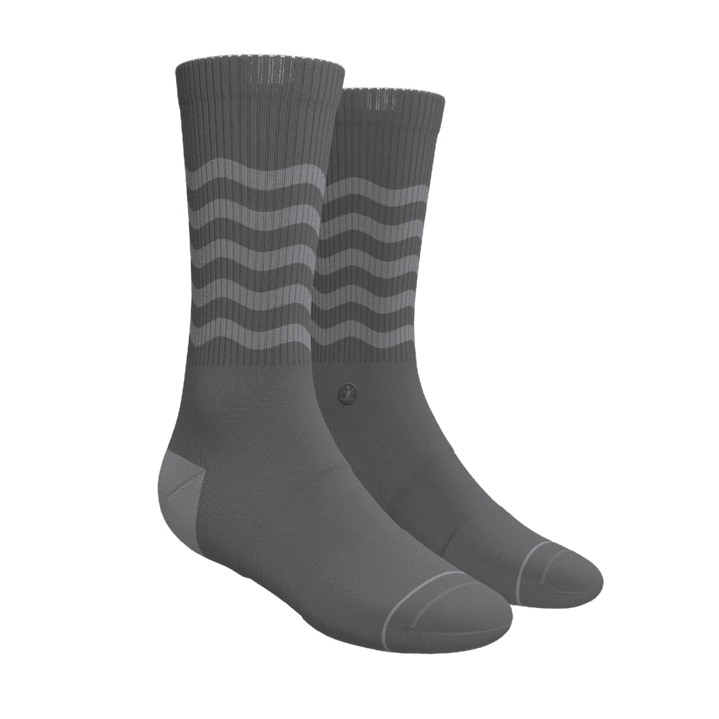 The Sleek | Gray Waves Heel Hammock™ Crew Socks - Shinesty