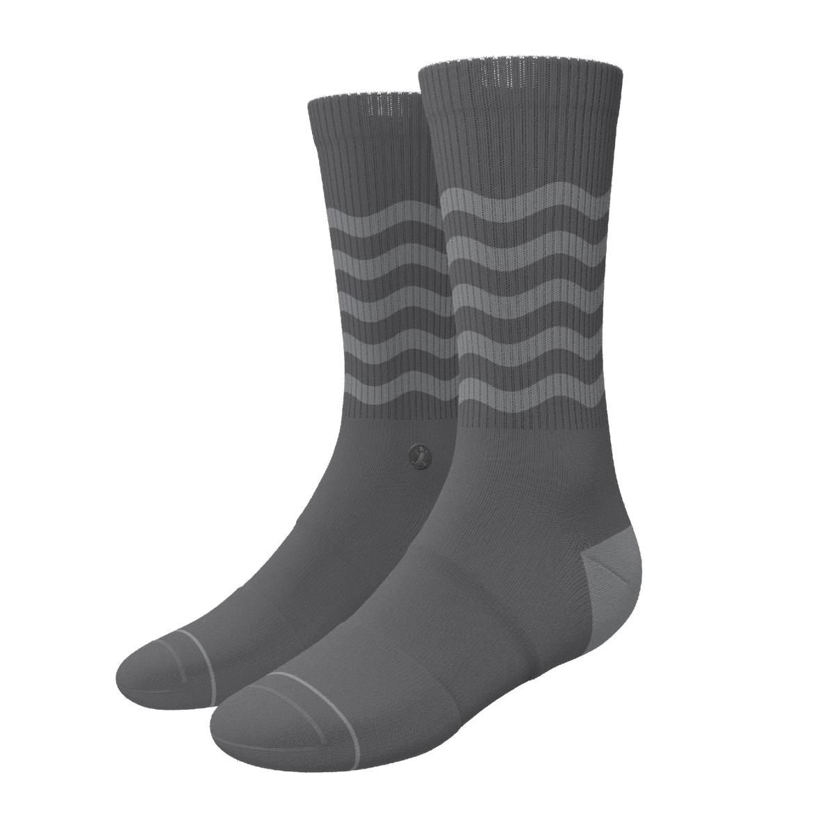 The Sleek | Gray Waves Heel Hammock™ Crew Socks - Shinesty
