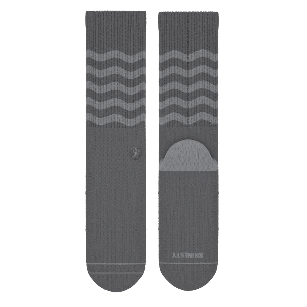 The Sleek | Gray Waves Heel Hammock™ Crew Socks - Shinesty
