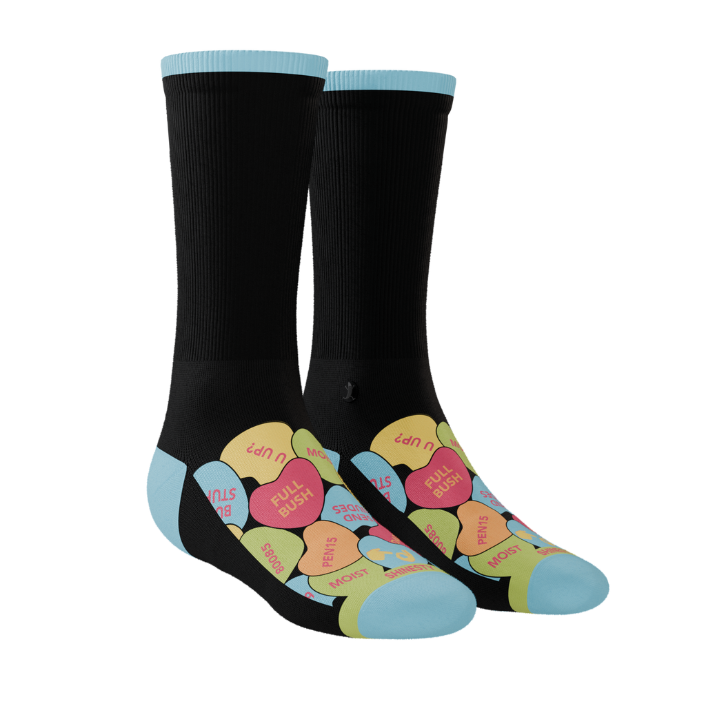 The Smooth Talker | Candy Hearts Heel Hammock™ Crew Socks - Shinesty