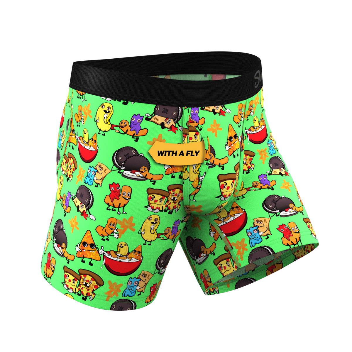 The Snackhanalia | Junk Food Ball Hammock® Pouch Underwear With Fly - Shinesty