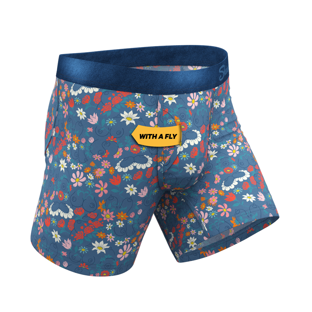 The Gardening Nips | Busty Floral Ball Hammock® Pouch Underwear With Fly - Shinesty