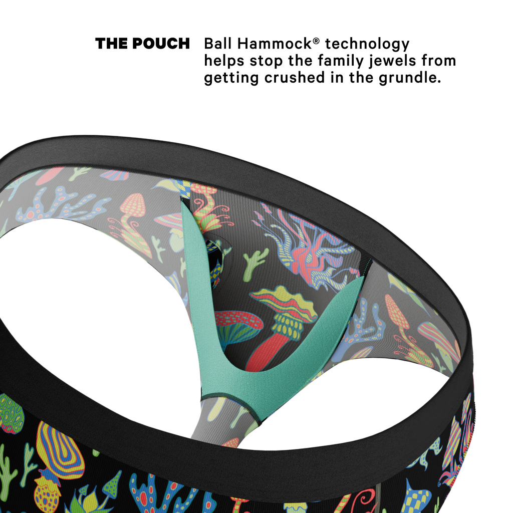 The Super Shroom | Neon Mushrooms Ball Hammock® Pouch Underwear Briefs - Shinesty