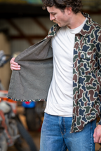 The Blender | Grey Duck Camo Chinchilla Soft™ Long Sleeve Stretch Button Up Shirt - Shinesty