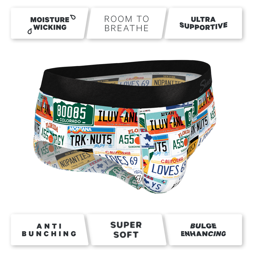 The DMV Catastrophe | License Plates Ball Hammock® Pouch Underwear Briefs - Shinesty