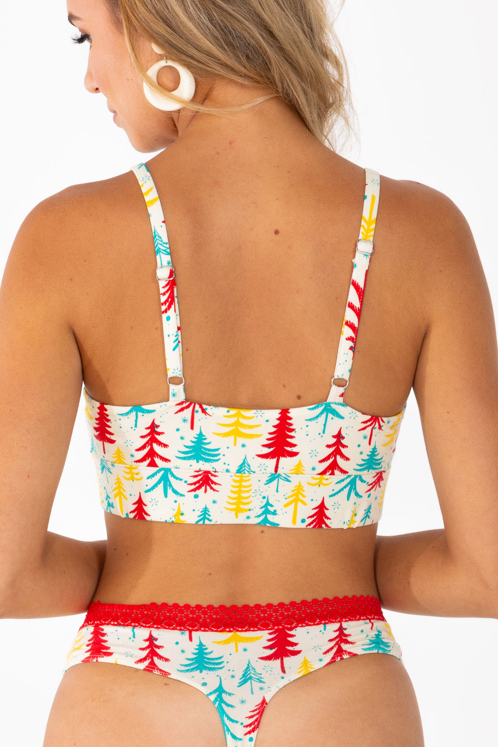 The Pine Tree Playgirl | Retro Christmas Trees Boob Hammock™ Scoop Bralette - Shinesty