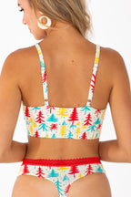 The Pine Tree Playgirl | Retro Christmas Trees Boob Hammock™ Scoop Bralette - Shinesty