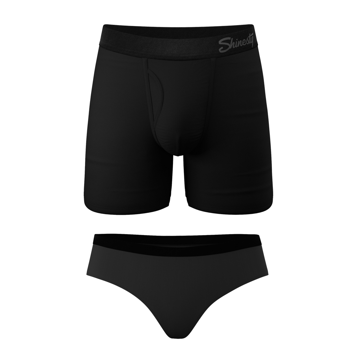 The Jack And Jane | Couples Black Ball Hammock® Boxer With Fly and Cheeky Pack - Shinesty