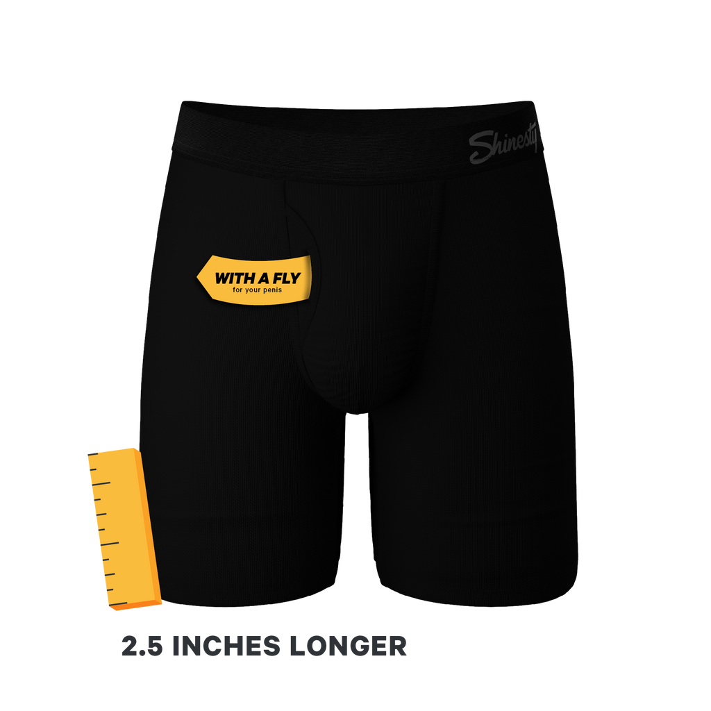 The Threat Level Midnight | Long Leg Black Ball Hammock® Pouch Underwear With Fly 7 Pack - Shinesty