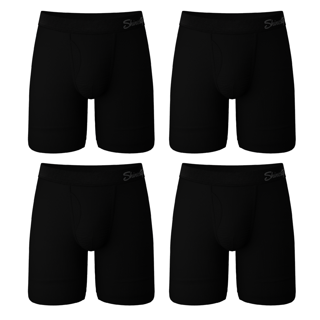 The Threat Level Midnight | Long Leg Black Ball Hammock® Pouch Underwear With Fly 7 Pack - Shinesty