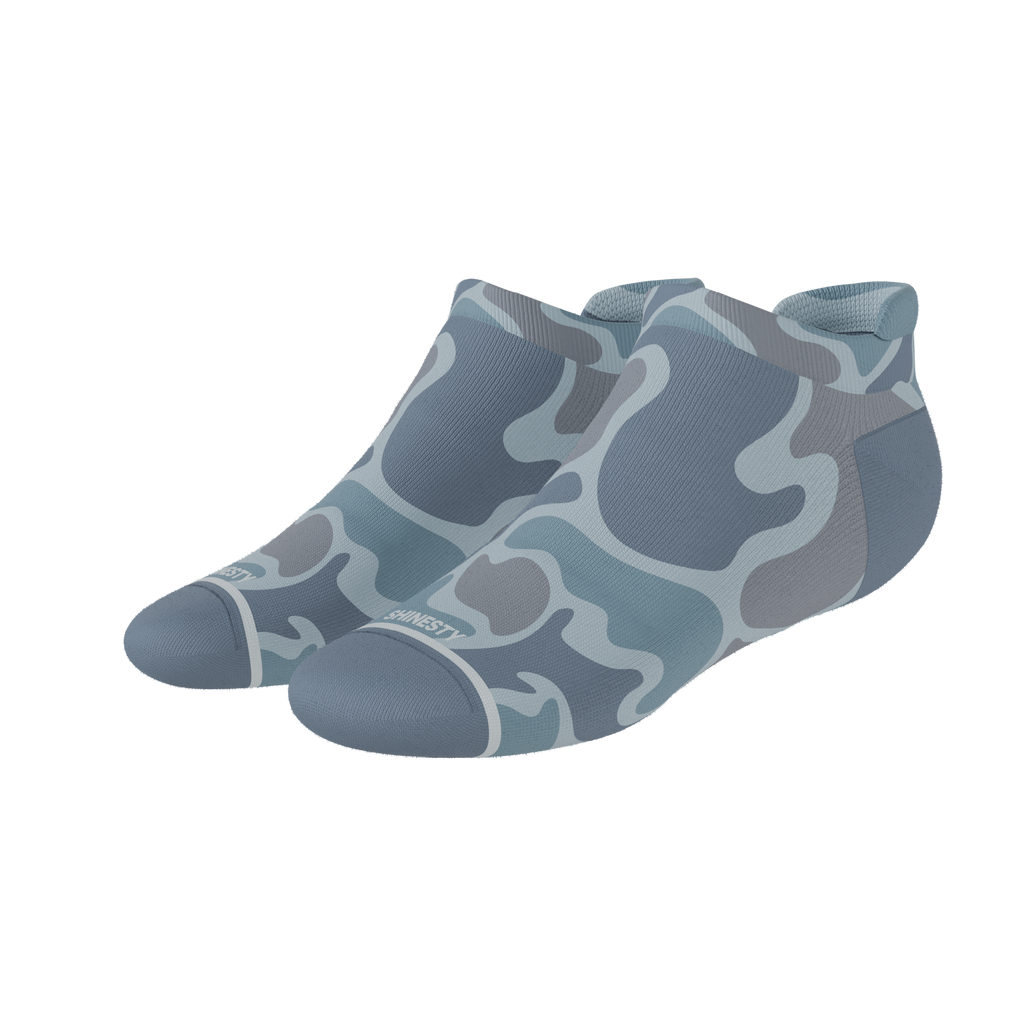 The Trail Runner | Tonal Grey Camoflauge Heel Hammock™ Ankle Socks - Shinesty