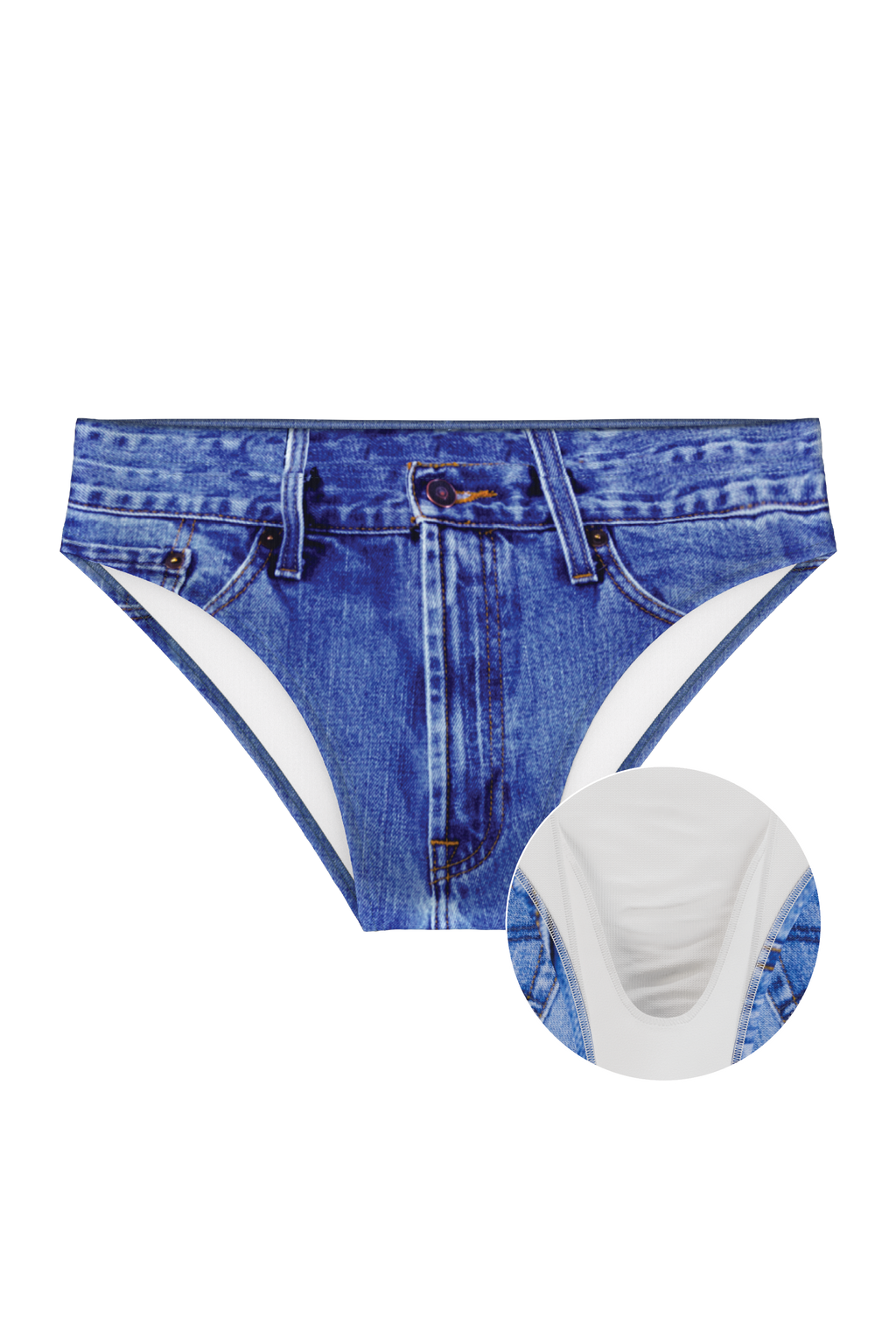 The Daytona Dong Sarong | Denim Print Ball Hammock® Pouch Swim Briefs - Shinesty