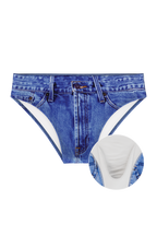 The Daytona Dong Sarong | Denim Print Ball Hammock® Pouch Swim Briefs - Shinesty