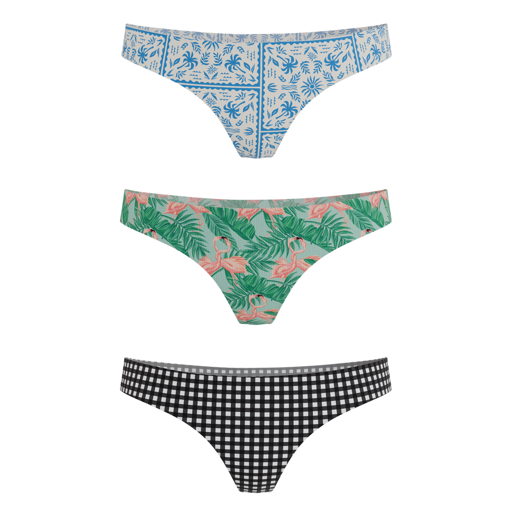 The Vacation Vices | Women's Thong Underwear 3 Pack - Shinesty