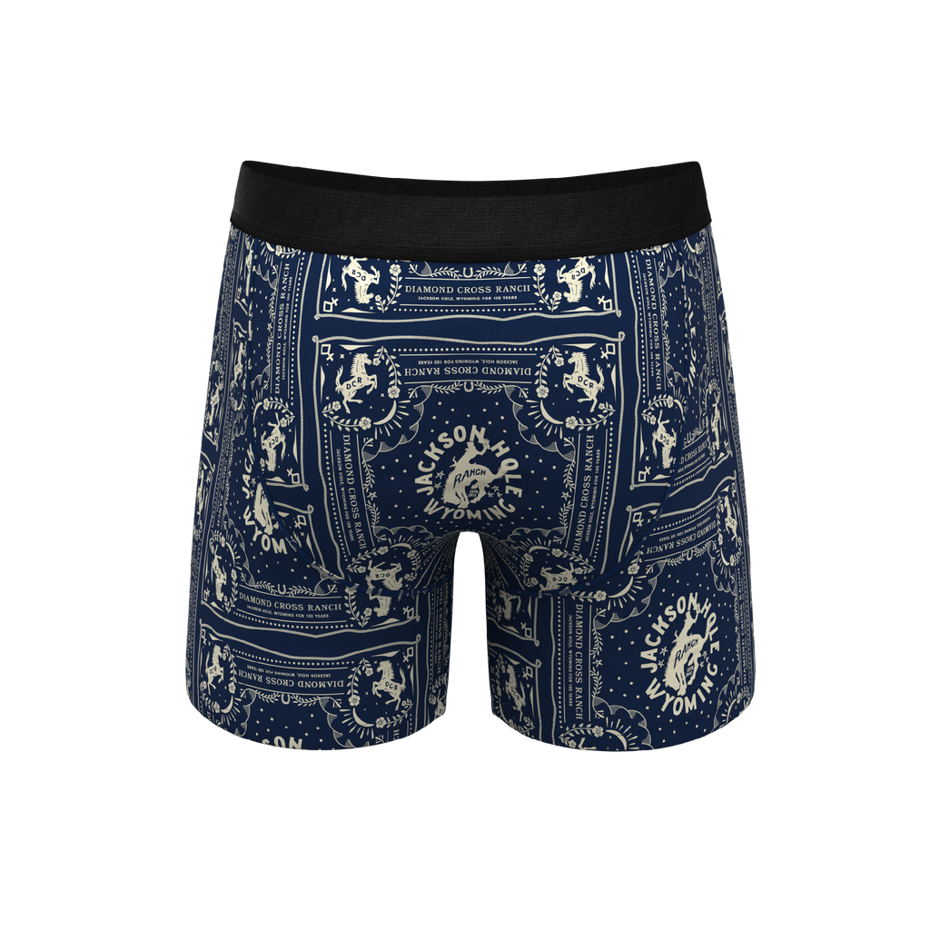 The Wrangle 'Em | Blue Bandana Shinesty x Diamond Cross Ranch Ball Hammock® Pouch Underwear With Fly - Shinesty