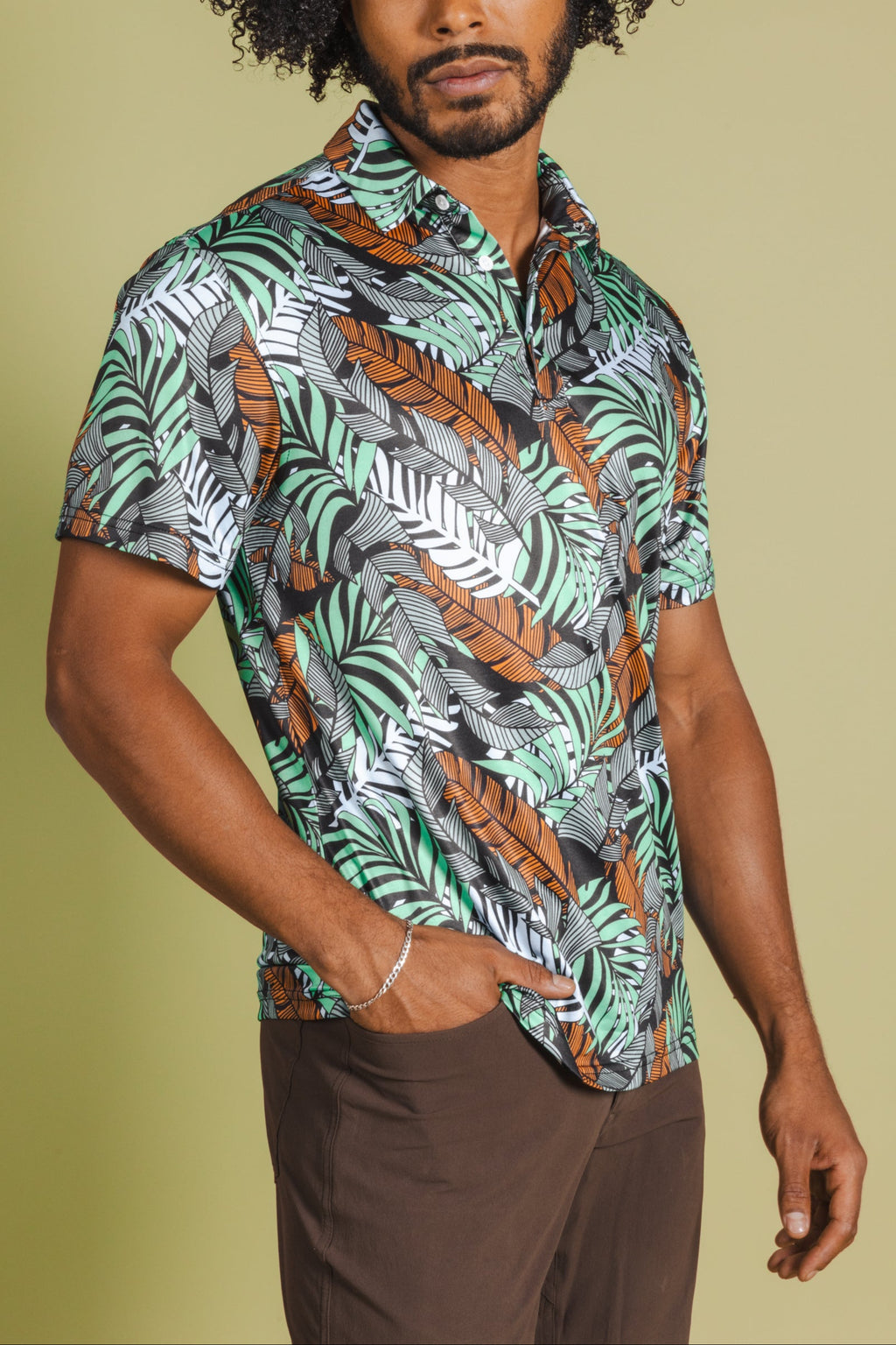 The Botanist | Tropical Leaves Men’s Polo - Shinesty