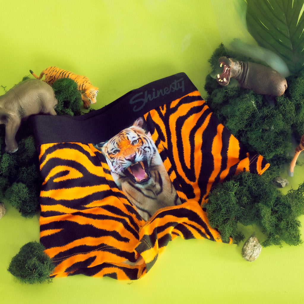 The Feral Feline | Tiger Print Youth Boxer Briefs - Shinesty