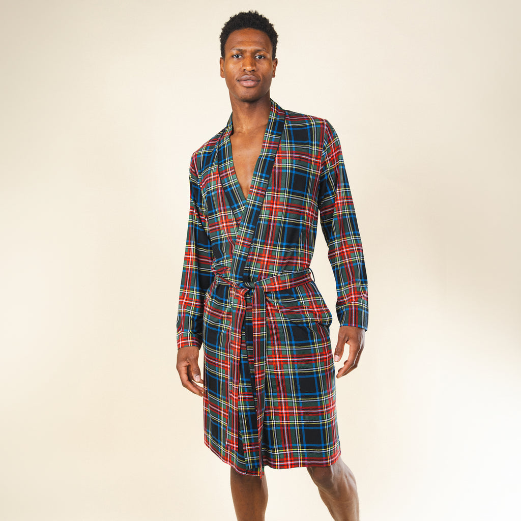 The Cappuccino | Holiday Tartan Plaid Long Modal Robe - Shinesty