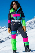 The Steep And Deep | Retro Black Women's One Piece Ski Suit - Shinesty