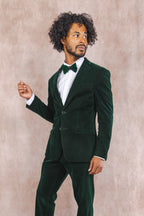 The Elegant Evergreen | Green Velvet Velvet Blazer - Shinesty