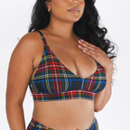 The Cappuccino | Holiday Tartan Plaid Boob Hammock™ Plunge Bralette - Shinesty