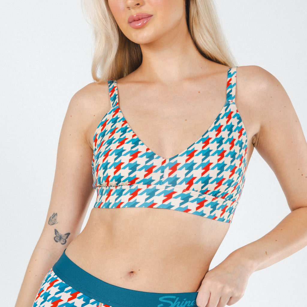 The Swanky | Retro Houndstooth Boob Hammock™ Plunge Bralette - Shinesty