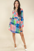 The Plaid To The Bone | Plaid Patchwork Wrap Dress - Shinesty