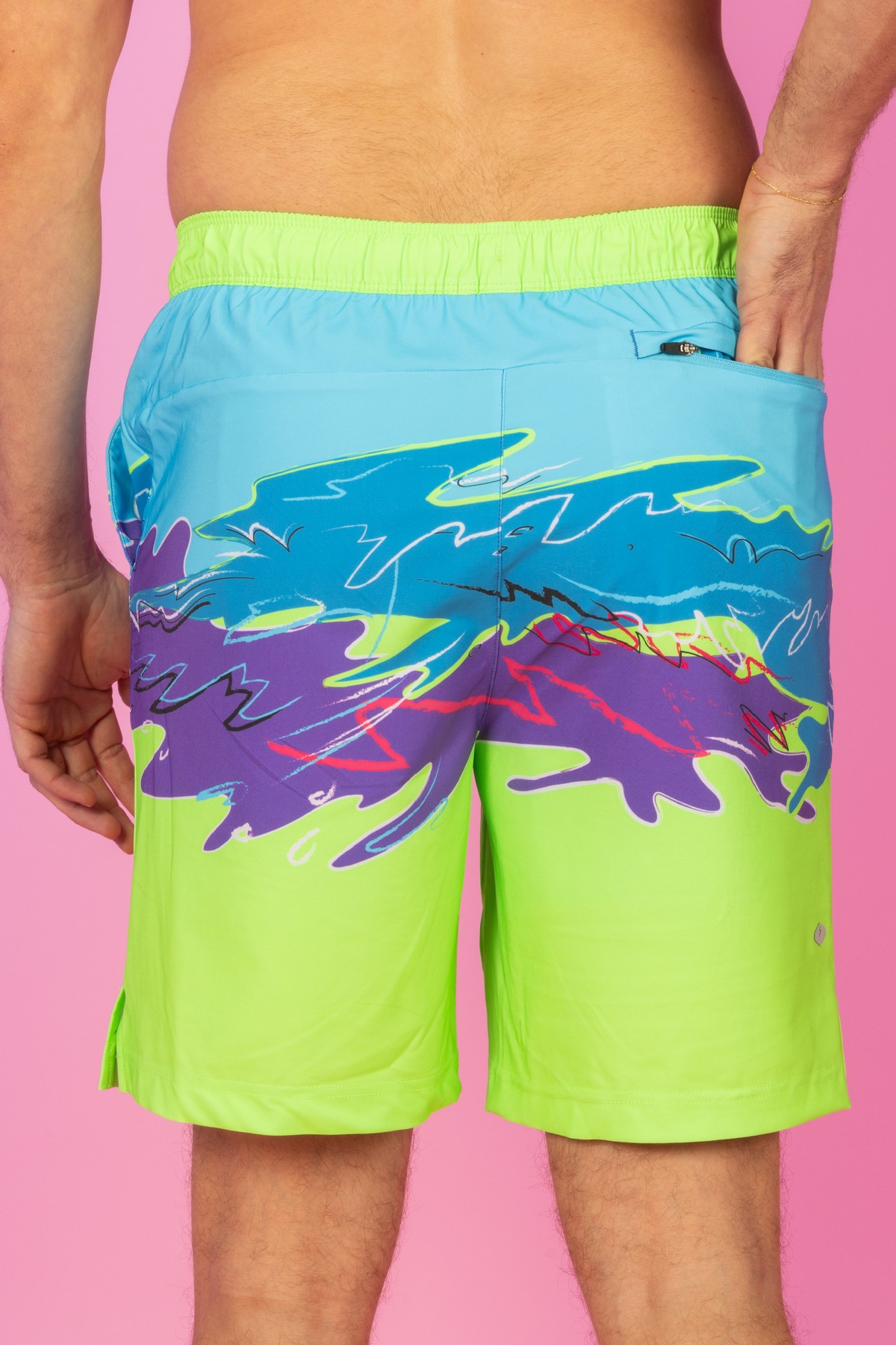The Snack Shack | Retro Neon Ball Hammock® Pouch 8" Swim Trunks - Shinesty
