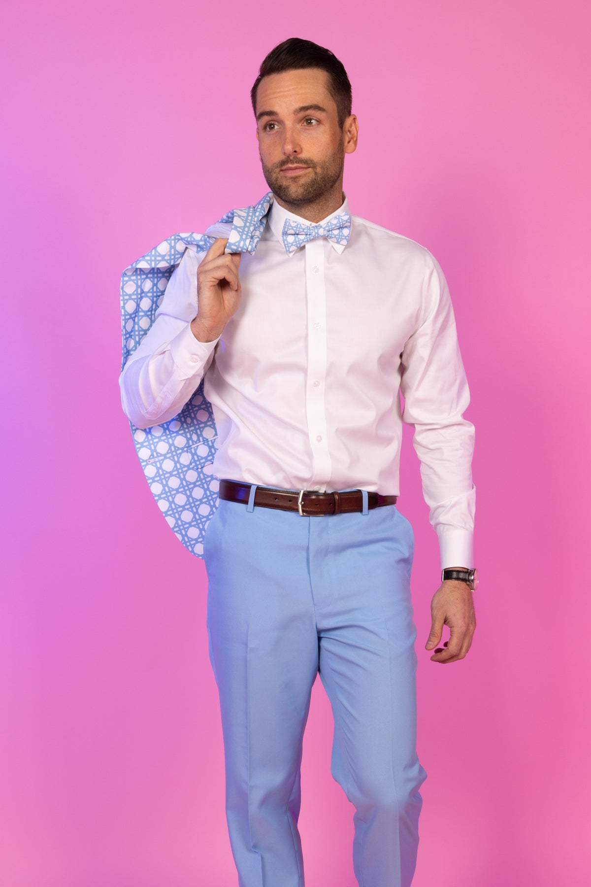 The Porch Swing | Light Blue Caned Wicker Suit - Shinesty