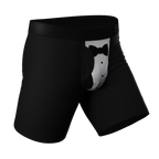 The 009 | Black Tuxedo Ball Hammock® Boxer - Long Leg - Shinesty
