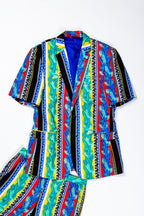 The Frondzie | Cuban Palm Striped Short Sleeve Blazer - Shinesty