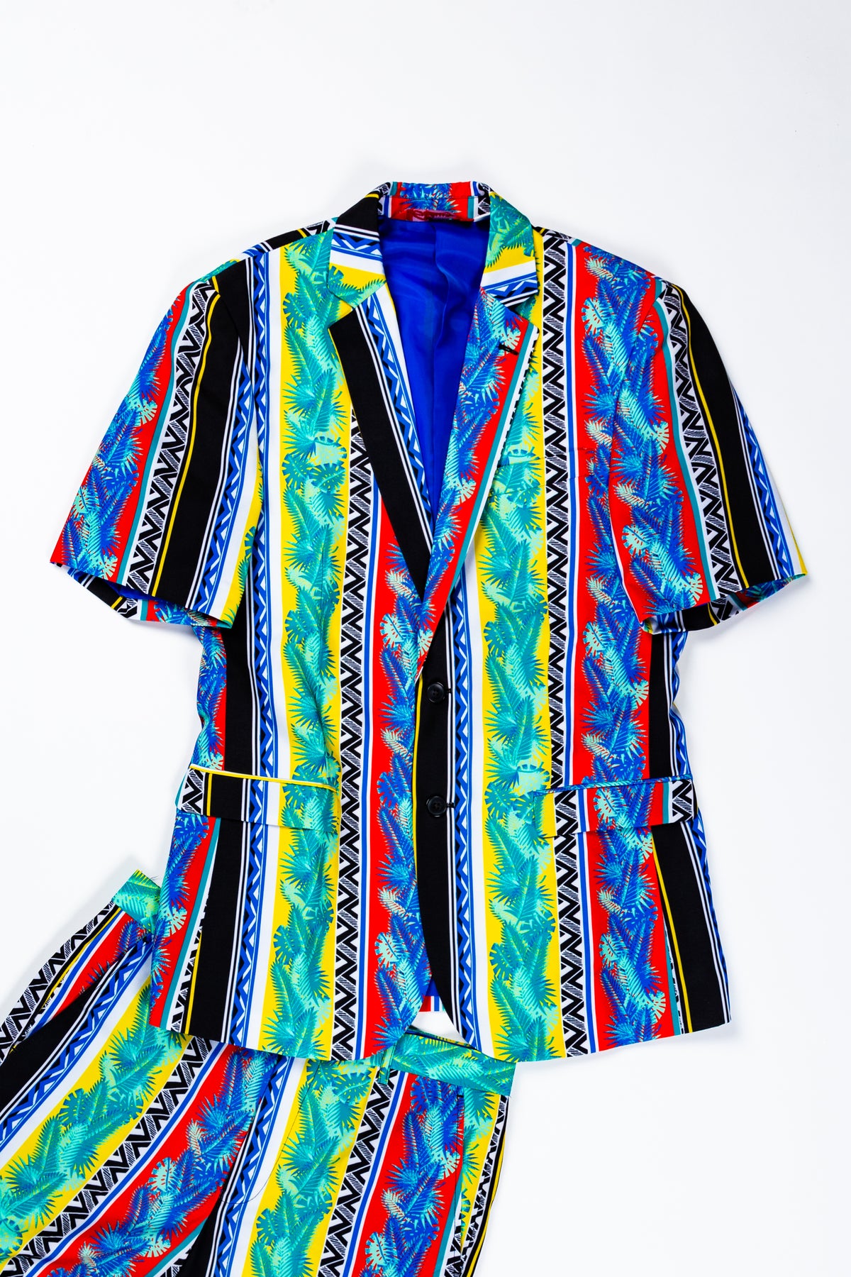 The Frondzie | Cuban Palm Striped Short Sleeve Blazer - Shinesty