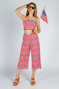 The Naughtycal Lady | USA Big Knit Printed Culotte Pants - Shinesty
