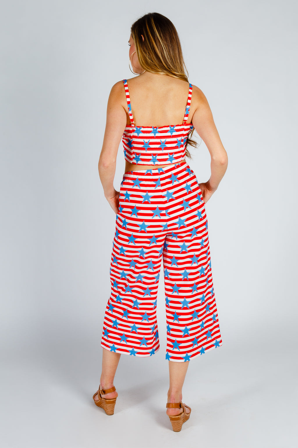 The Naughtycal Lady | USA Big Knit Printed Culotte Pants - Shinesty