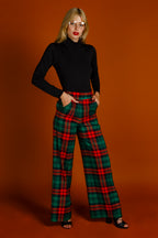 The Lincoln Log Love Lady | Women's Green Plaid Christmas Pants - Shinesty