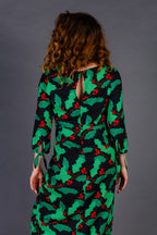 The Deck Yourselves | Holly Pattern Midi Formal Christmas Dress - Shinesty