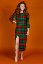 The Lincoln Log Love Lady | Midi Christmas Dress - Shinesty