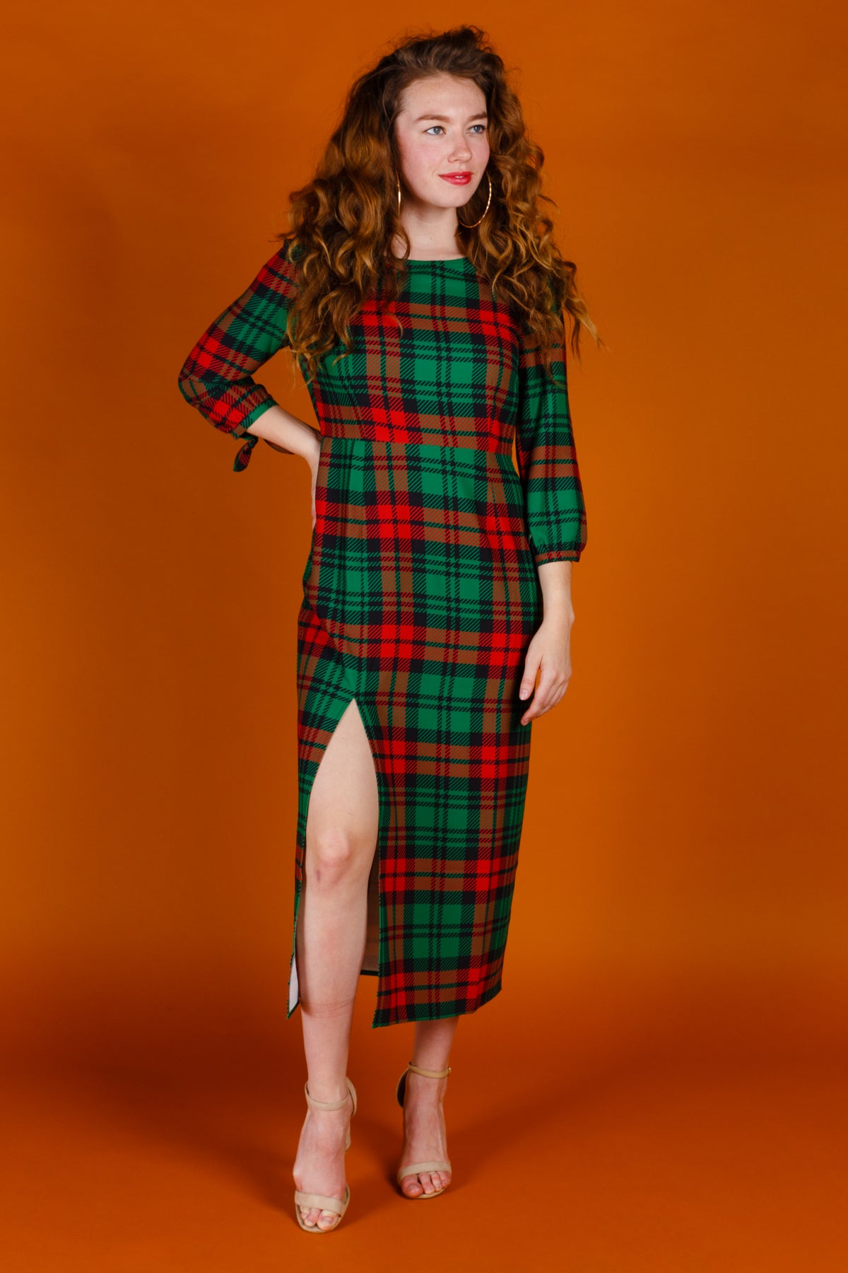 The Lincoln Log Love Lady | Midi Christmas Dress - Shinesty
