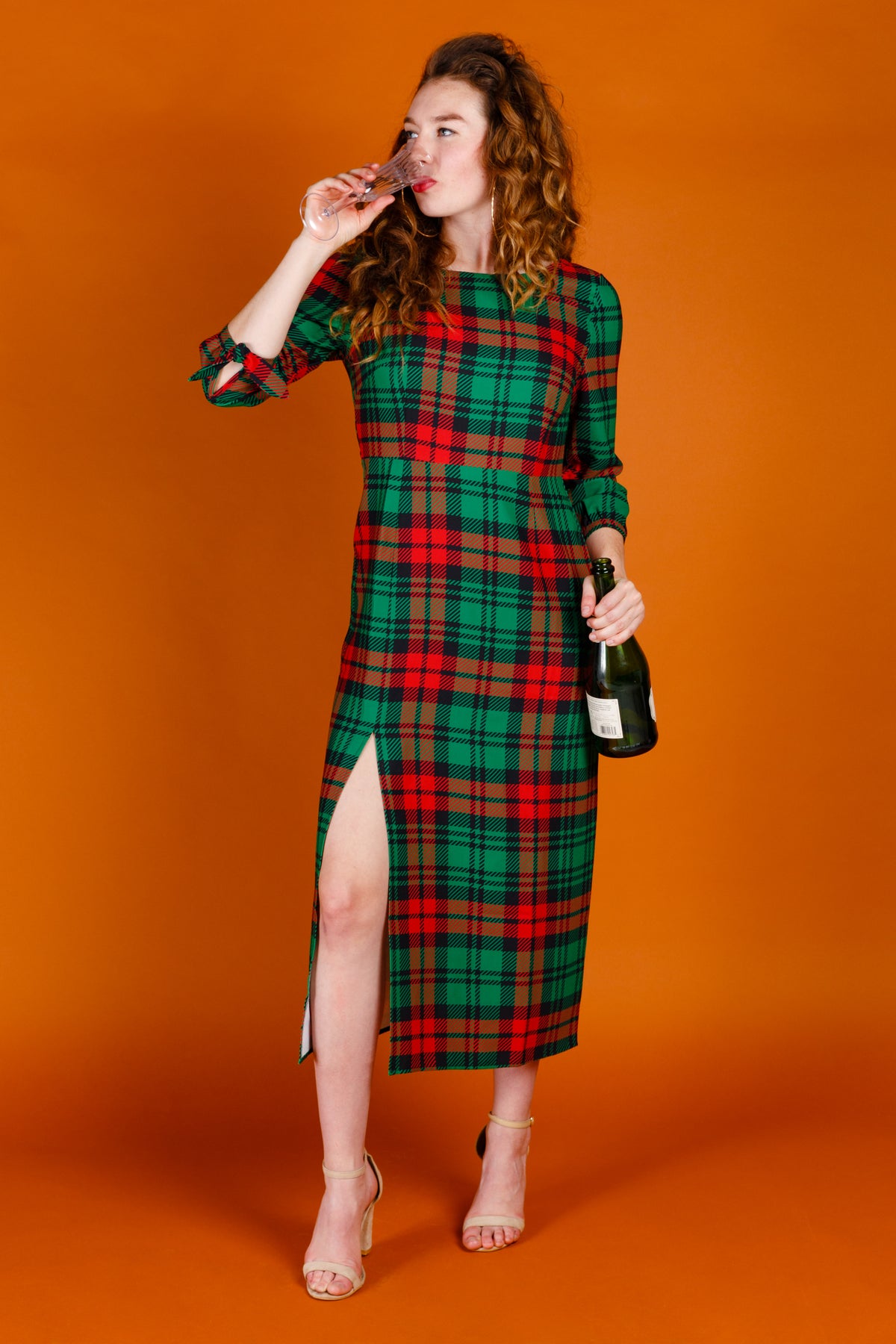 The Lincoln Log Love Lady | Midi Christmas Dress - Shinesty