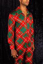 The Poinsettia Playboy | Red Plaid Christmas Flight Suit - Shinesty