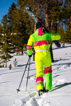 The Cat Track Fever | Mens Neon Yellow Retro Ski Suit - Shinesty