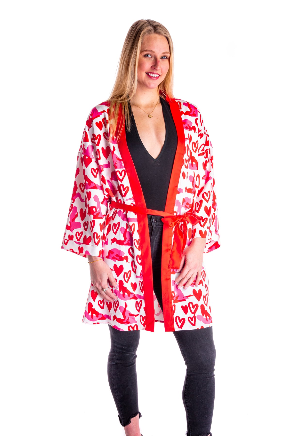 The Hot-Blooded Handbook | Ladies Valentine's Day Unisex Party Kimono - Shinesty