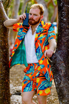 The Cruise Ship Casanova | Tropical Short Sleeve Blazer - Shinesty