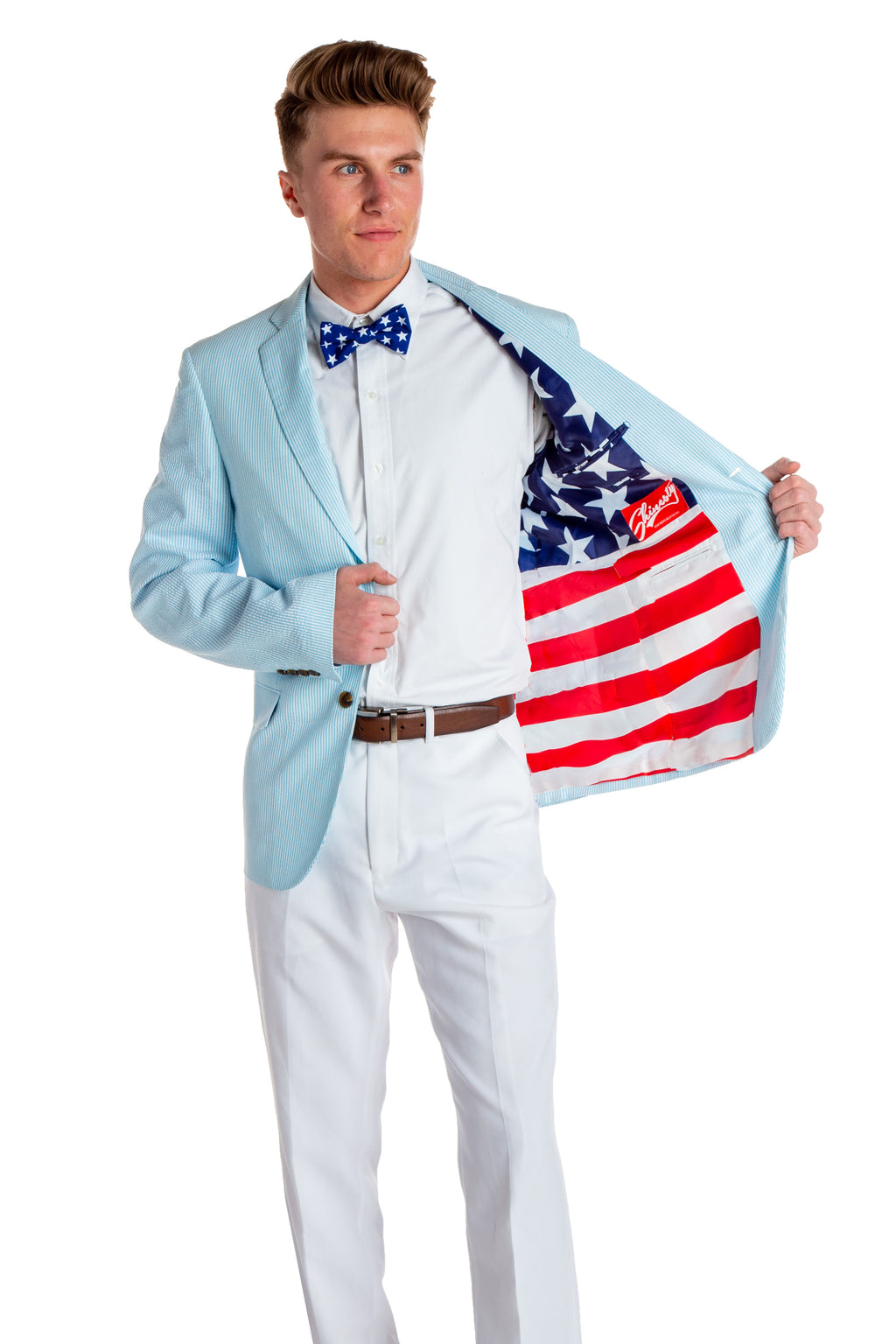 The Baby Azul | Blue USA Seersucker Suit - Shinesty