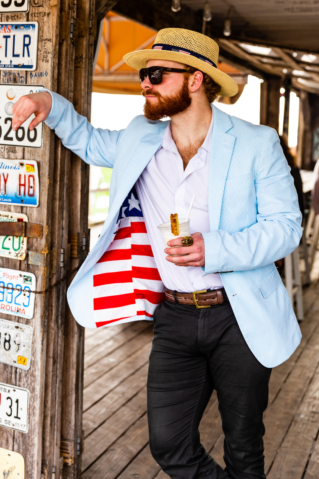 The Baby Azul | Blue USA Seersucker Suit - Shinesty