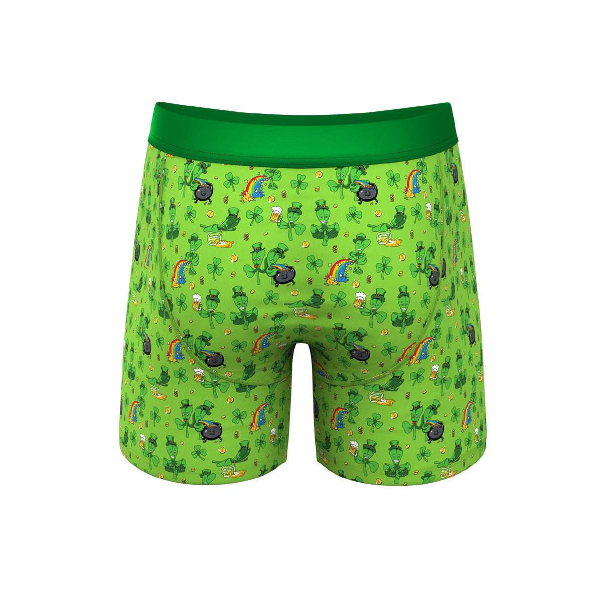 The 3 Leafs To The Wind | St Patricks Day Clovers Ball Hammock® Pouch Underwear With Fly - Shinesty